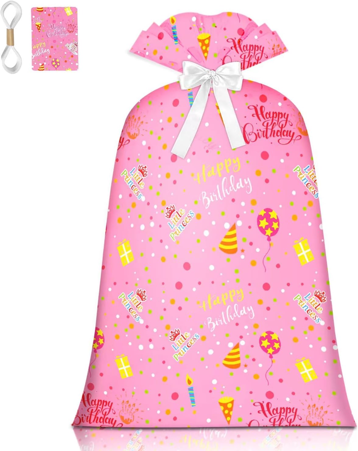 Extra Large Gift Bag Girl Birthday Jumbo Gift Bag, Bday Pink Giant Plastic Oversized Gift Bag Huge Gift Wrap Bag Birthday Bag Wrapping Bag for Large Gift(48inch 1Pack).