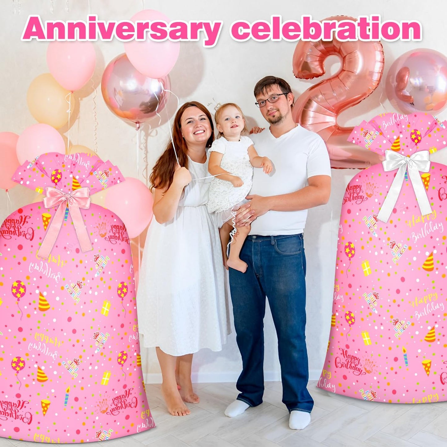 Extra Large Gift Bag Girl Birthday Jumbo Gift Bag, Bday Pink Giant Plastic Oversized Gift Bag Huge Gift Wrap Bag Birthday Bag Wrapping Bag for Large Gift(48inch 1Pack).
