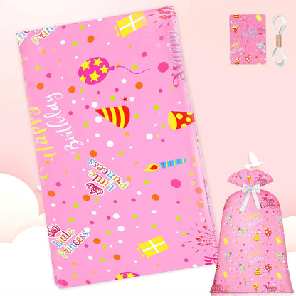 Extra Large Gift Bag Girl Birthday Jumbo Gift Bag, Bday Pink Giant Plastic Oversized Gift Bag Huge Gift Wrap Bag Birthday Bag Wrapping Bag for Large Gift(48inch 1Pack).