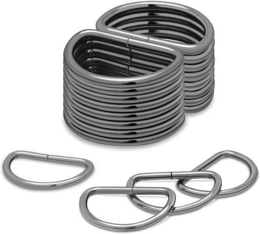 100 Pack 1" Metal D Ring for Purse Making Aprons Belts, Dee Rings Metal Buckle for Canvas Bags Webbing Leather Straps Wallets Crafts Pet Collar Backpack Hardware GunBlack