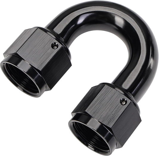 6AN Female to 6AN Female 180 Degree Swivel Coupler Union Fitting Adapter Aluminum Black.