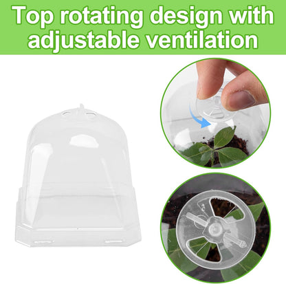 10PCS Clear Plant Nursery Pots with Humidity Dome - 3" Plastic Gardening Pot with Labels, Durable Plastic Plant Container for Seedlings/Vegetables/Succulents/Cuttings