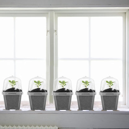 10PCS Clear Plant Nursery Pots with Humidity Dome - 3" Plastic Gardening Pot with Labels, Durable Plastic Plant Container for Seedlings/Vegetables/Succulents/Cuttings