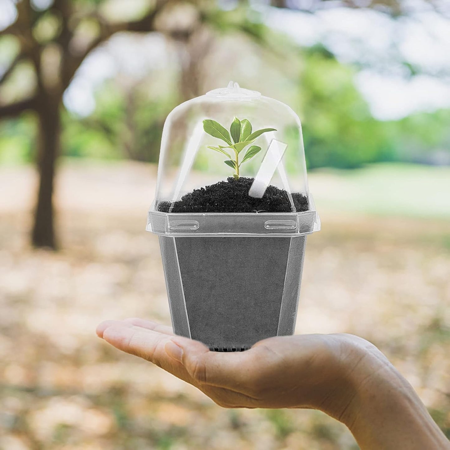 10PCS Clear Plant Nursery Pots with Humidity Dome - 3" Plastic Gardening Pot with Labels, Durable Plastic Plant Container for Seedlings/Vegetables/Succulents/Cuttings