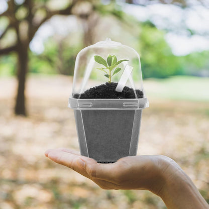 10PCS Clear Plant Nursery Pots with Humidity Dome - 3" Plastic Gardening Pot with Labels, Durable Plastic Plant Container for Seedlings/Vegetables/Succulents/Cuttings