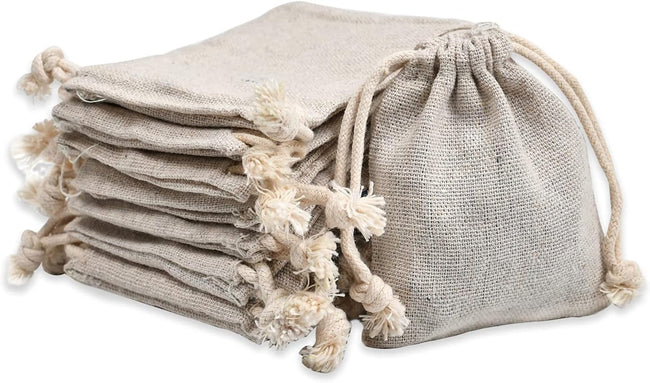 50pcs Double Canvas Drawstring Bag Cotton Pouch Gift Sachet Bags Muslin Reusable Tea Bag 2.75x4 Inch. Hover Image