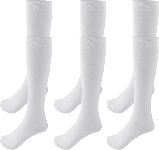 3 Pairs School Uniform Cotton Knee High Socks Athletic Sports Soccer Socks Tube Sock for Girls and Boys