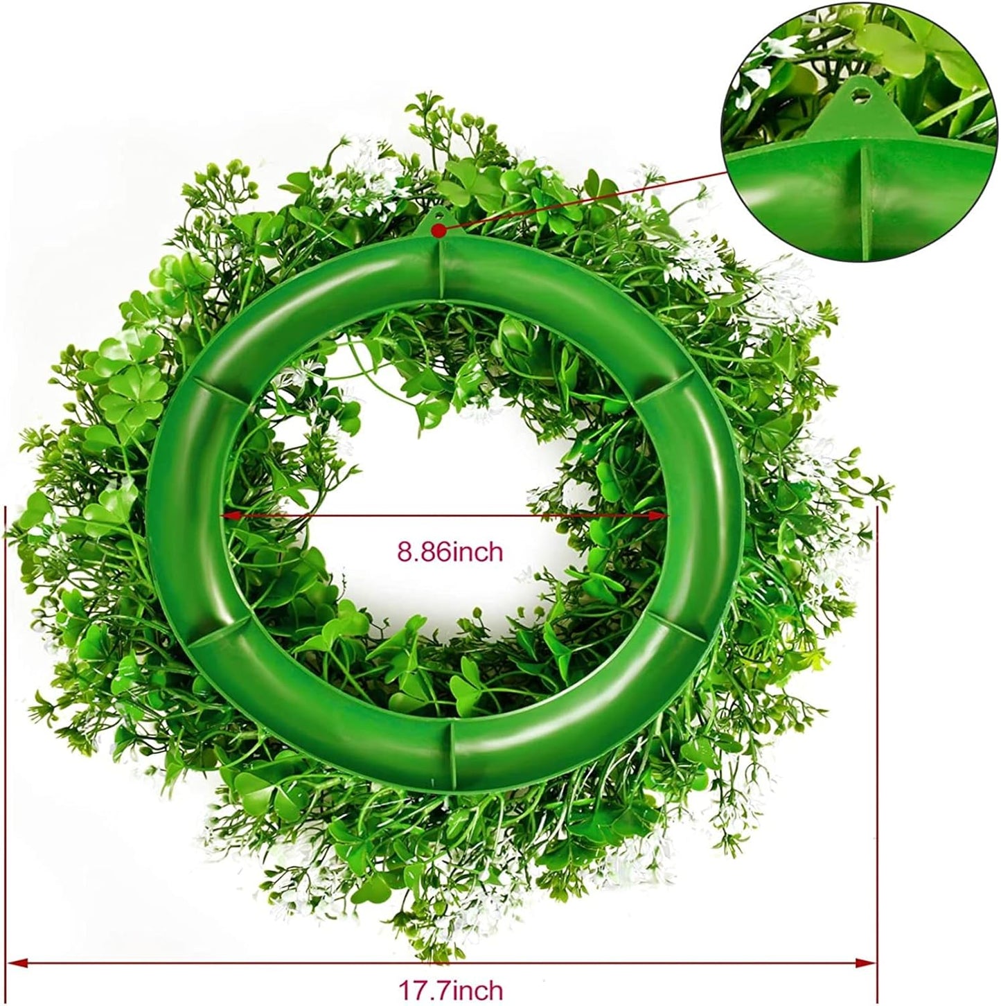 St Patricks Day Decorations Artificial Wreath Lucky Shamrock Clover Leprechaun Hat Beers Spring Summer Party Decor Outdoor/Indoor Farmhouse Front Porch Wall Window Door