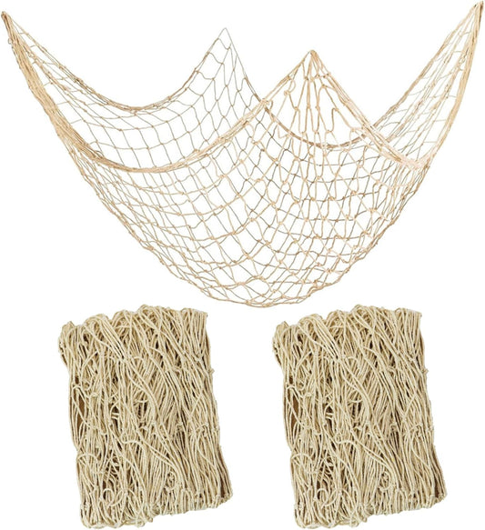 2 PCS Fish Net Decorations, 80 x 40 Inch, Ocean Themed Party Decor Beach, Nautical Wall Hanging Fishing Net for Coastal Bedroom, Bathroom, or Under The Sea Party Decorations.