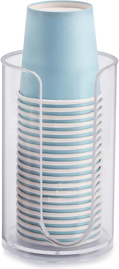 Bathroom Cup Dispenser, 3oz-5oz Small Disposable Paper Cups Holder for Bathroom Vanity Countertop's Rinsing/Mouthwash Cups, Clear