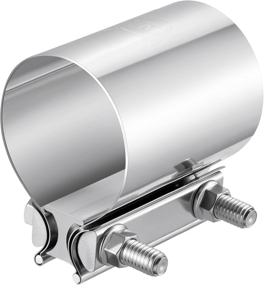 2.5 inch Exhaust Clamp, 2 1/2" Butt Joint Band Clamp Sleeve Coupler Stainless Steel for Pipes,Mufflers,Catalytic Converters (1PC, 2.5 in)