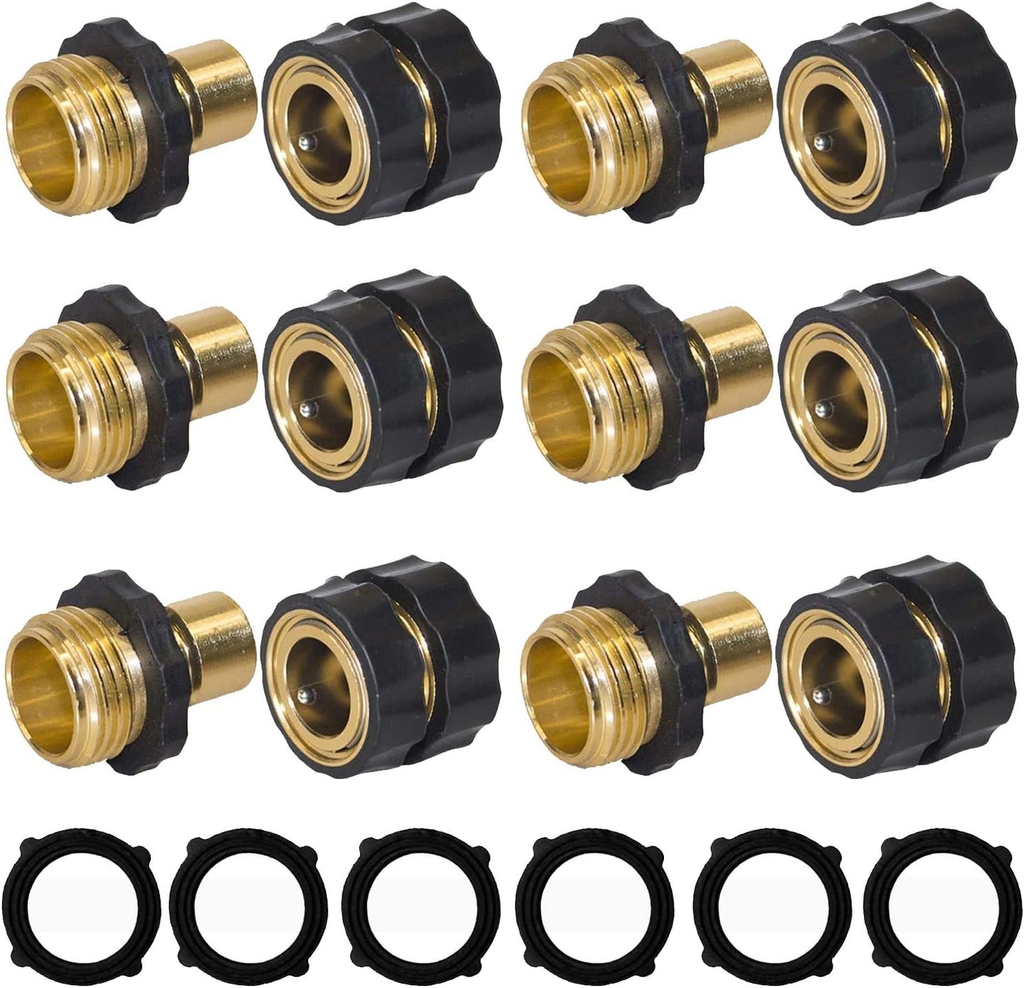 Garden Hose Quick Connector, 3/4 Inch Male and Female Garden Hose Fitting Quick Connector, 6 Set.
