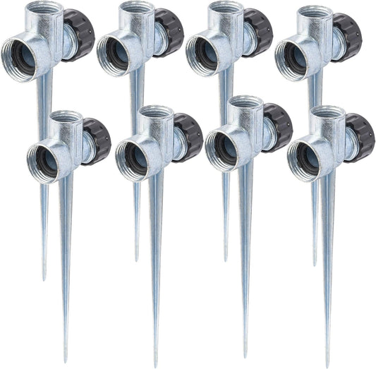 8 Pack 1/2 inch Zinc Alloy Lawn Sprinkler Spike Base, Water Flow Thru Sprinkler for Yard, Lawn, Garden and Grass Irrigation.