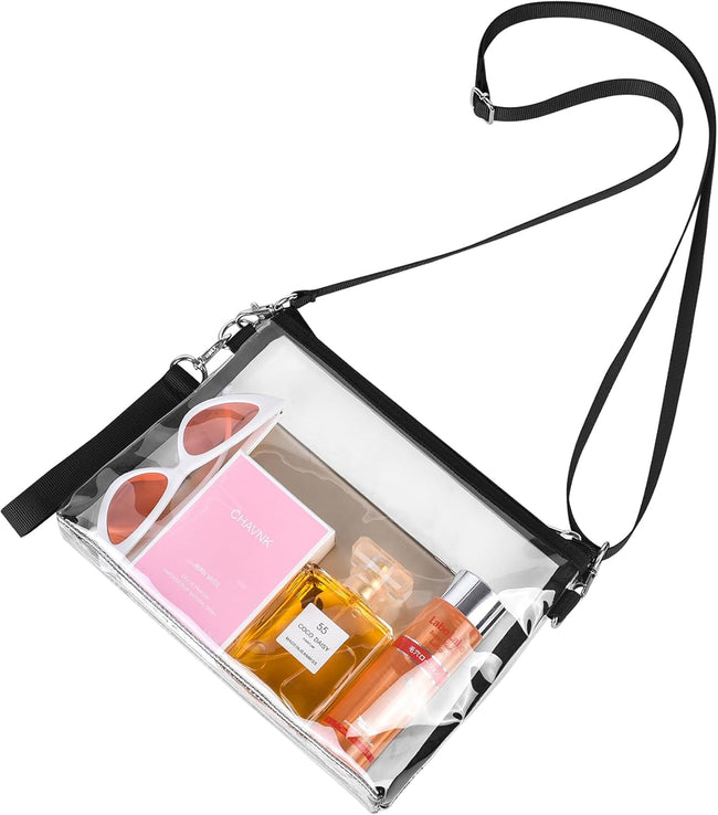 Clear Bag for Stadium Events, Clear Purse with Detachable Strap, Sports fan Handbag Purses for Game Day and Concert. Hover Image