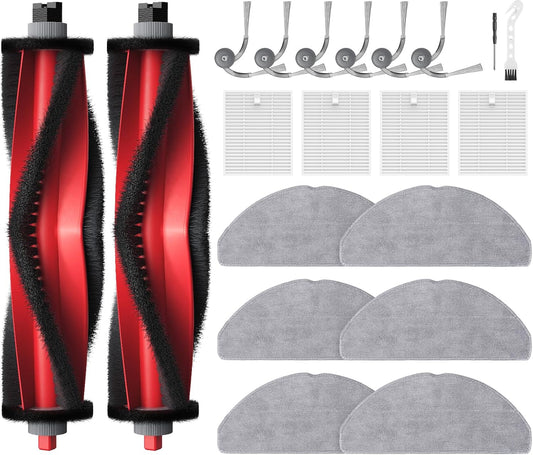 Replacement Parts Accessories Compatible with Roborock Q7 M5+/ Q7 M5/ Q7 L5/ Q7 L5+ Robot Vacuum Cleaner, 2 Roller Brushes, 6 Mop Pads, 6 Side Brush, 4 Filters, 1 Cleaning Brush & 1 screwdriver.
