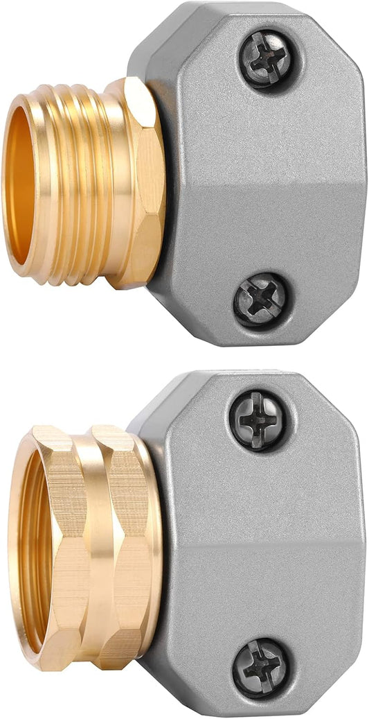 Zinc and Aluminum Male and Female Coupling, Fits All 5/8-Inch and 3/4-Inch Garden Hose Repair Fitting, 2 Pack(Female & Male).