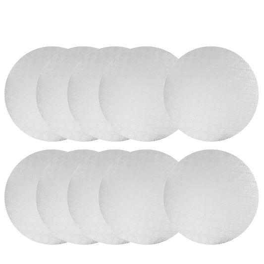 White Wraparound Cake Pastry Round Drum Board 1/4 Inch Thick, 12 Inch Diameter - Pack of 10.