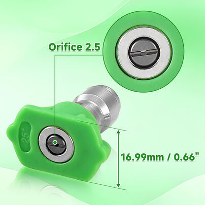 Pressure Washer Tips, 25 Degree Green Power Washer Nozzle Tips 7 Pack, 1/4 Inch Quick Connect, 4000 PSI