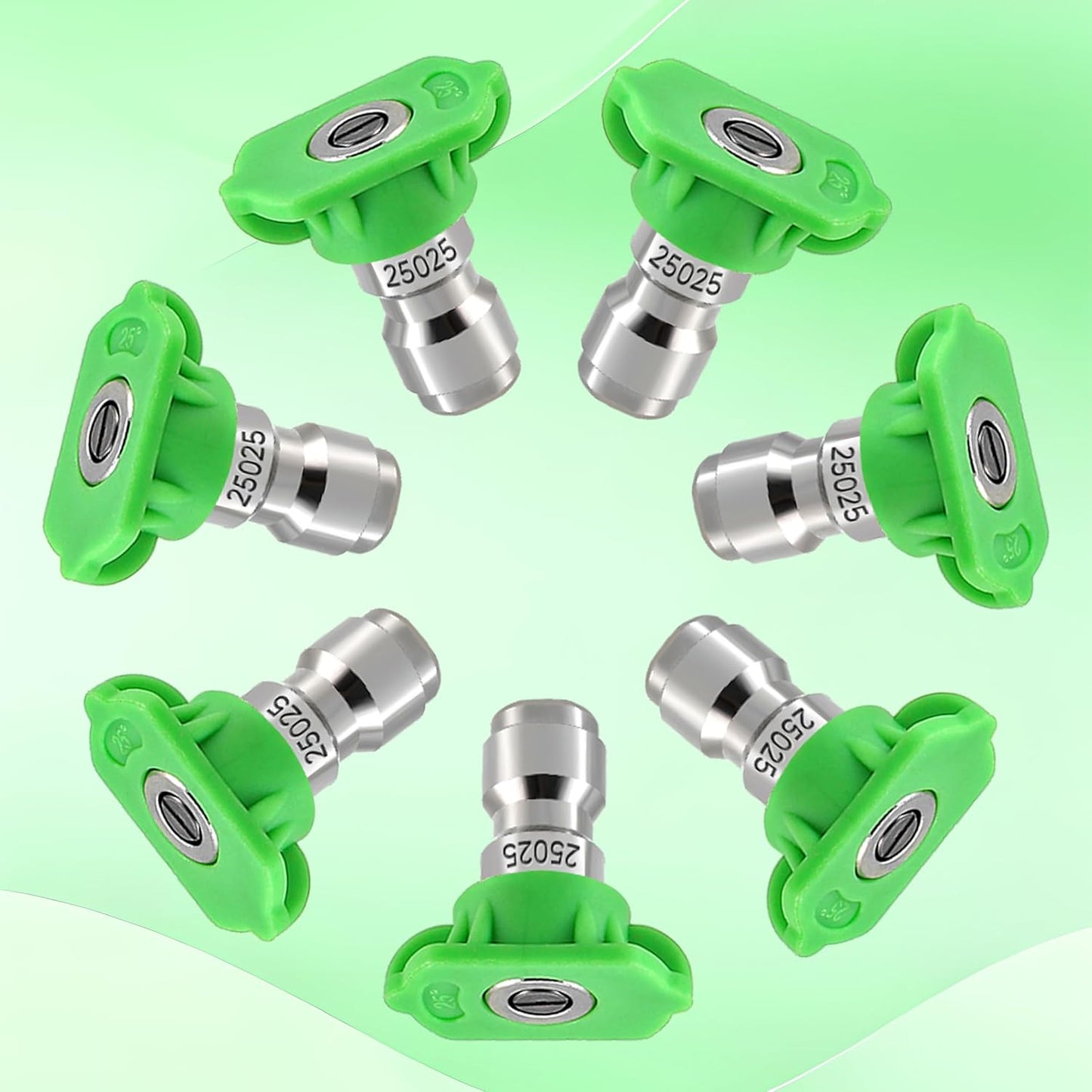Pressure Washer Tips, 25 Degree Green Power Washer Nozzle Tips 7 Pack, 1/4 Inch Quick Connect, 4000 PSI