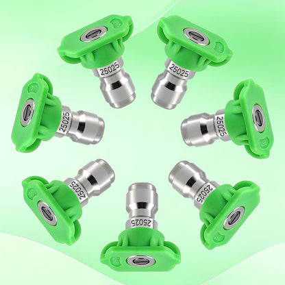 Pressure Washer Tips, 25 Degree Green Power Washer Nozzle Tips 7 Pack, 1/4 Inch Quick Connect, 4000 PSI