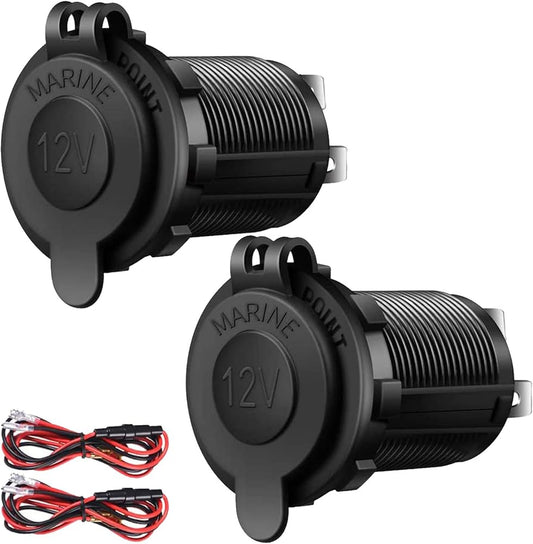 12V Cigarette Lighter Socket, 2 Pack Car Marine Motorcycle ATV RV Lighter Power Outlet Socket Replacement 12 Volt Waterproof Plug by