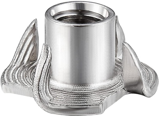 100pcs 1/4"-20 T-nut 304 Stainless Steel Four-jaw - for Home, Hotel Outdoor Threaded Insertion