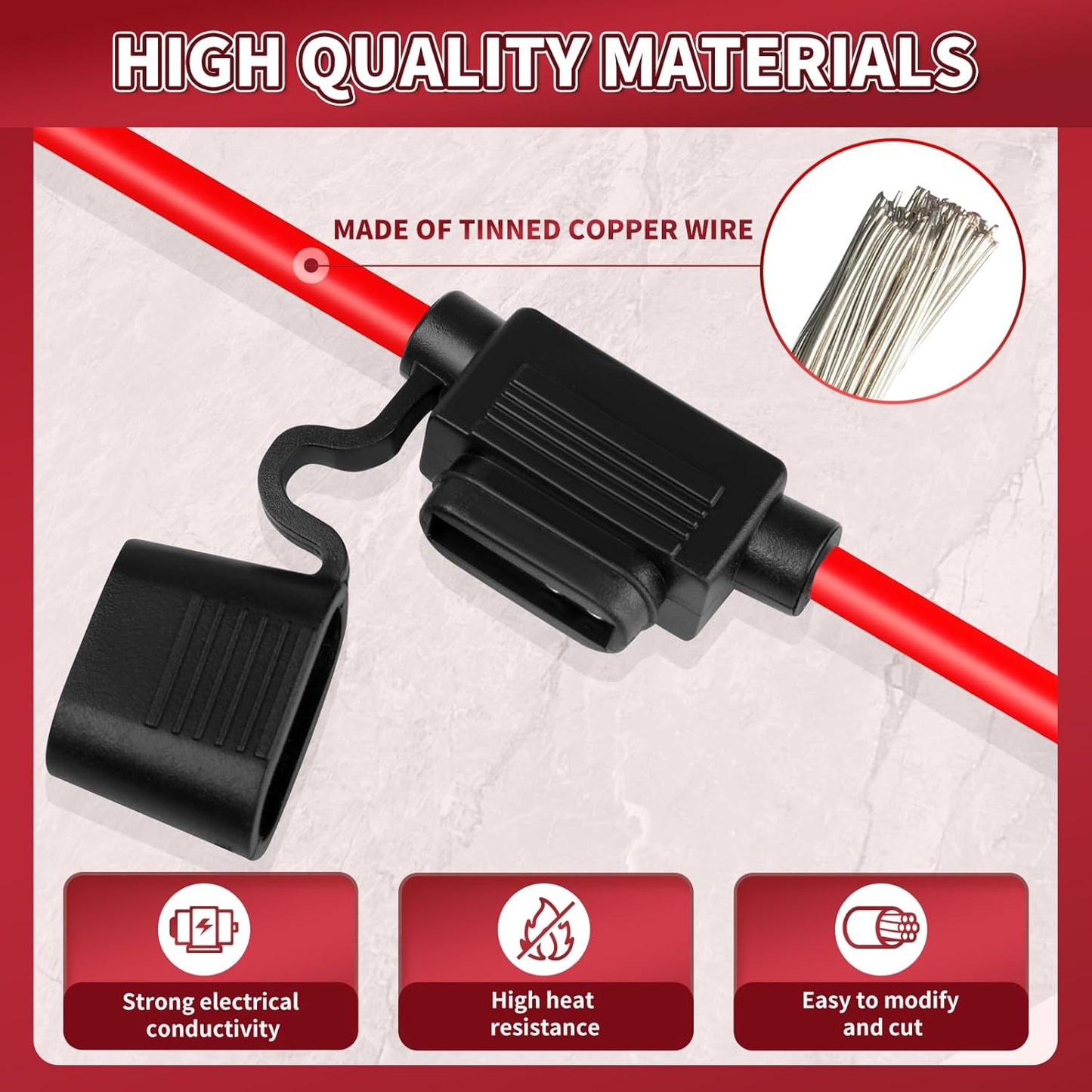 Inline Fuse Holder 12V 2 Pack, Extended Version 12 AWG Waterproof Blade Fuse Holder 13.8 Inch, in Line Fuse Holders 12V with 2 Pcs Standard Car Fuses 30A for Automotive, Marine by