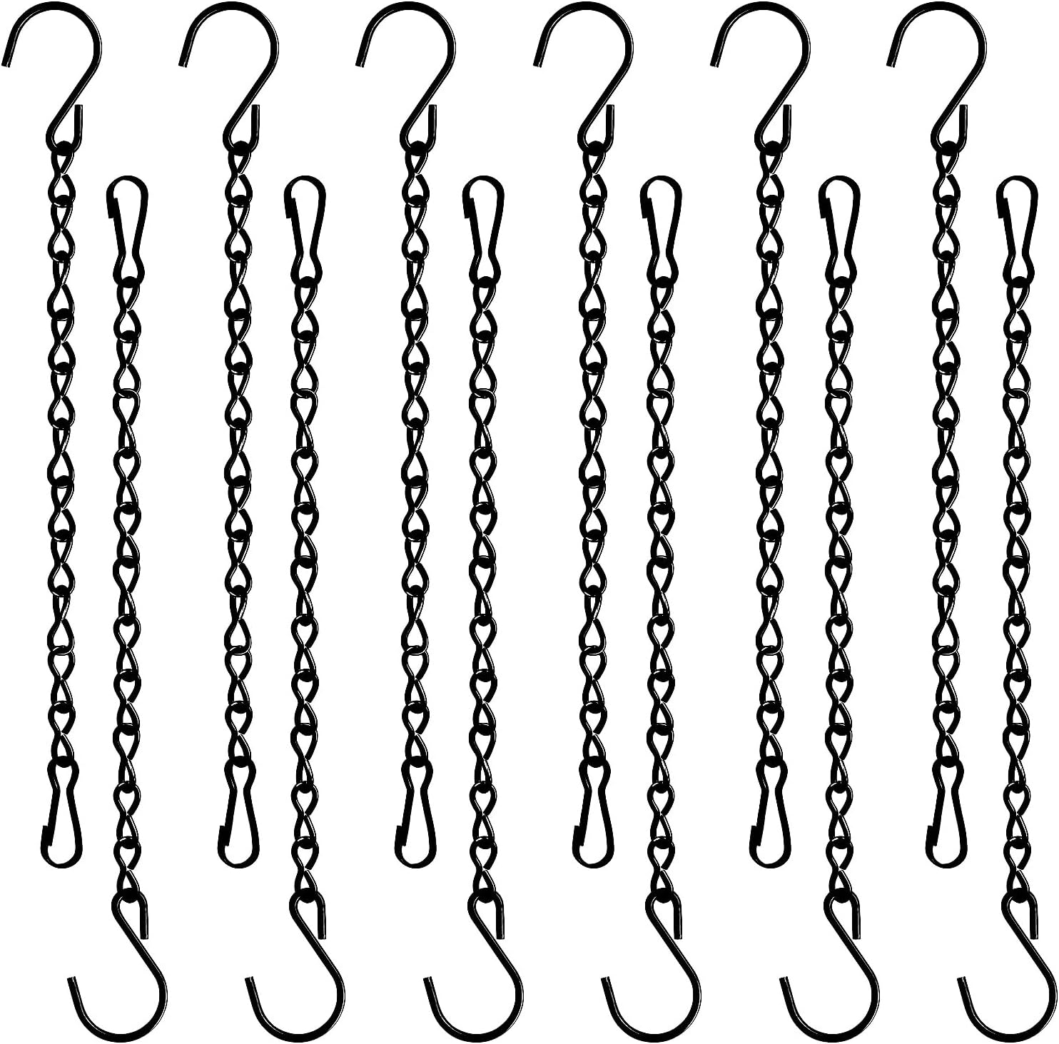 12 Pack 9.5 Inch Hanging Chain for Bird Feeders, Planters, Lanterns, Wind Chimes, Billboards, Chalkboards and Ornaments (Black)