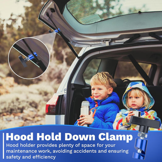 2 PCS Car Hood Prop Struts Clamp, Hood Strut Clamp, Car Lift Support Retaining Clip, 0.43 Inch Hood Lift Support Clip for Car, Automotive Tools for Tailgate Hatch Car Trunk (Blue)