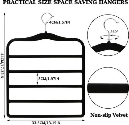 Closet Organizers and Storage,3 Pack Velvet Pants-Hangers-Space-Saving,Non Silp 5 Tier Scarf Jeans Organizer,Dorm Room Essentials for College Students Girls Boys Guys,Organization and Storage