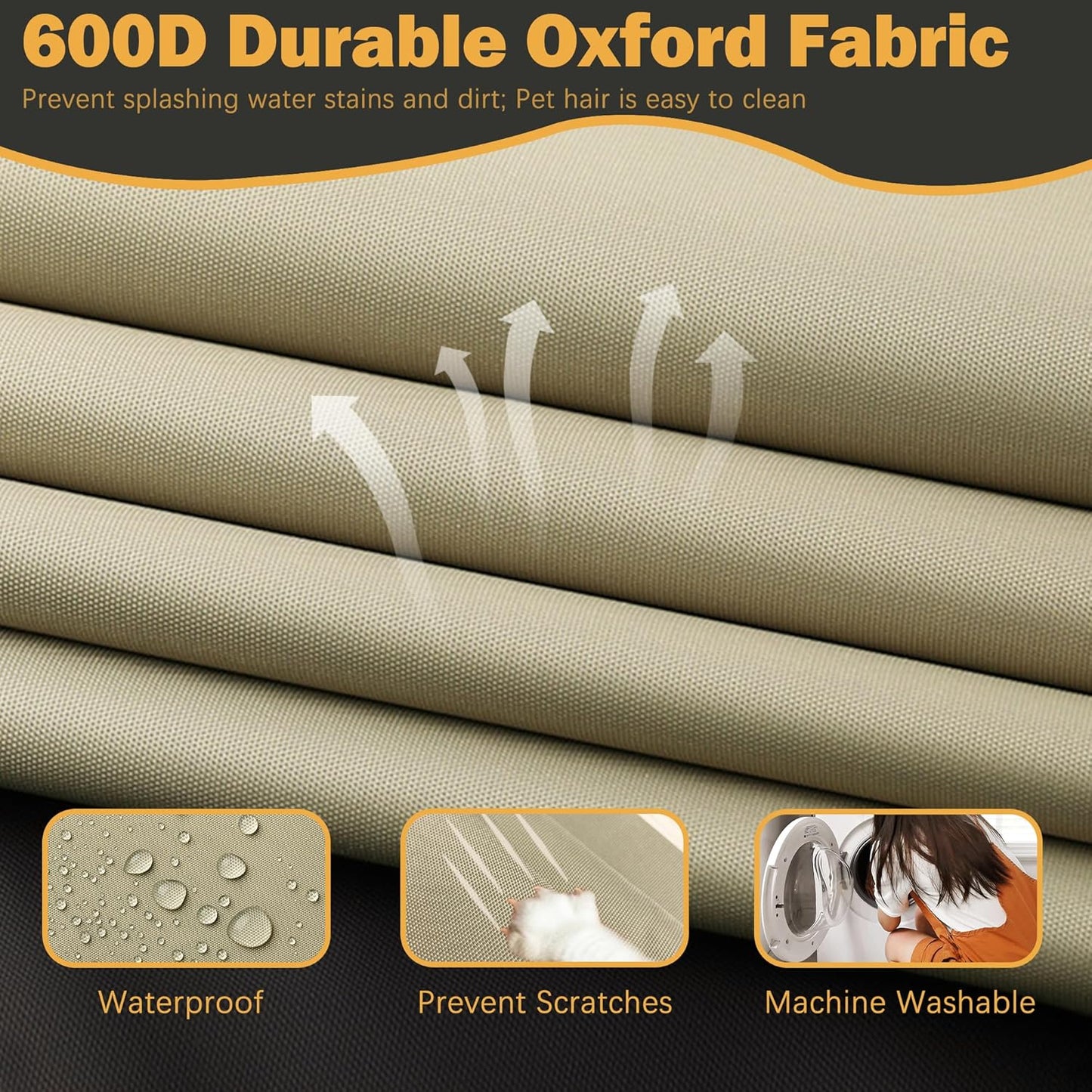 Patio Cushion Covers 24x24 Waterproof Outdoor Cushion Covers for Patio Furniture 4Pack Patio Cushion Slicovers Replacement Outdoor Seat Cushion Slip Cover for Wicker Chair, Tan