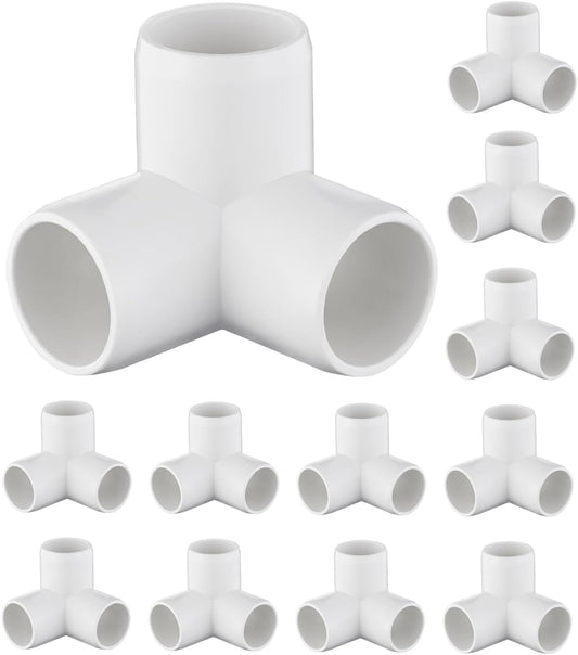12-Pack 3 Way PVC Fittings 3/4 Inch, Furniture Grade PVC Pipe Connector Elbow for All DIY Structure and Frames, SCH40 Pipe Tee Corner Fitting