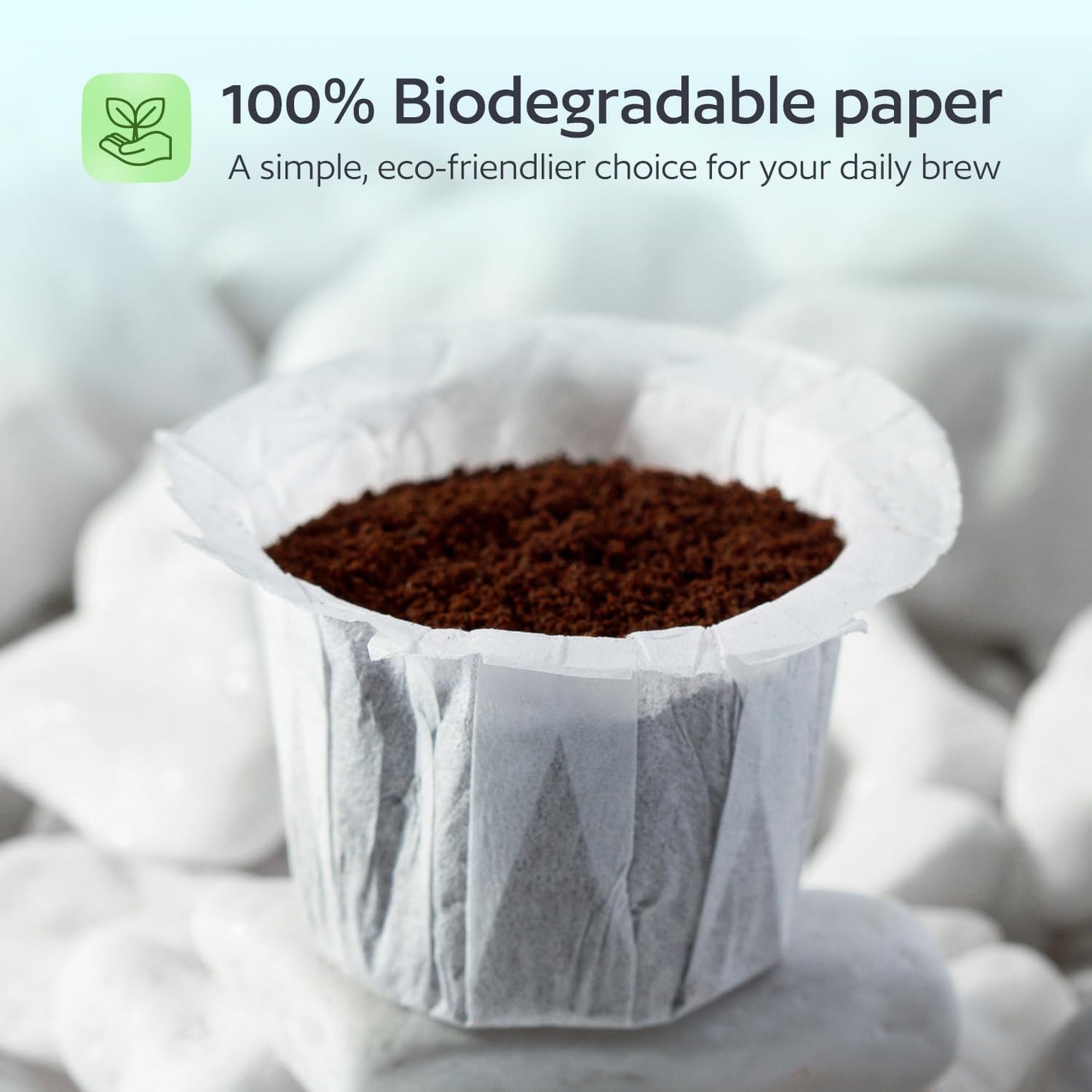 Disposable K Cup Filters, 100 Count Disposable Paper Filters for Keurig Reusable K Cups, White