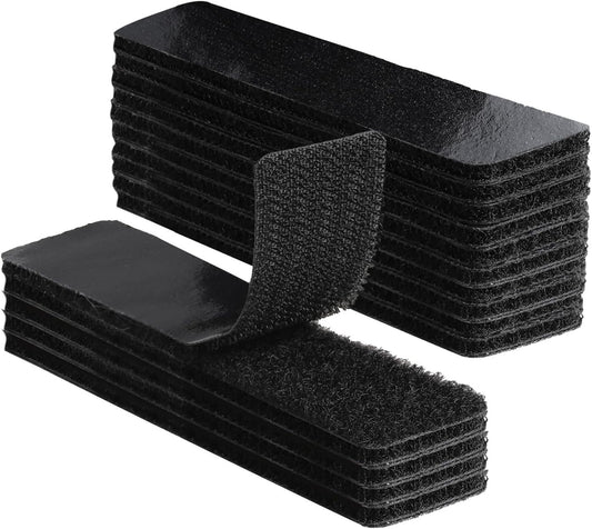 20 Sets 1x4 Inch Hook and Loop Fastener Strips with Adhesive Heavy Duty Double Sided Sticky Picture Hanging Wall Mounting Tape for Home and Office Use, Black