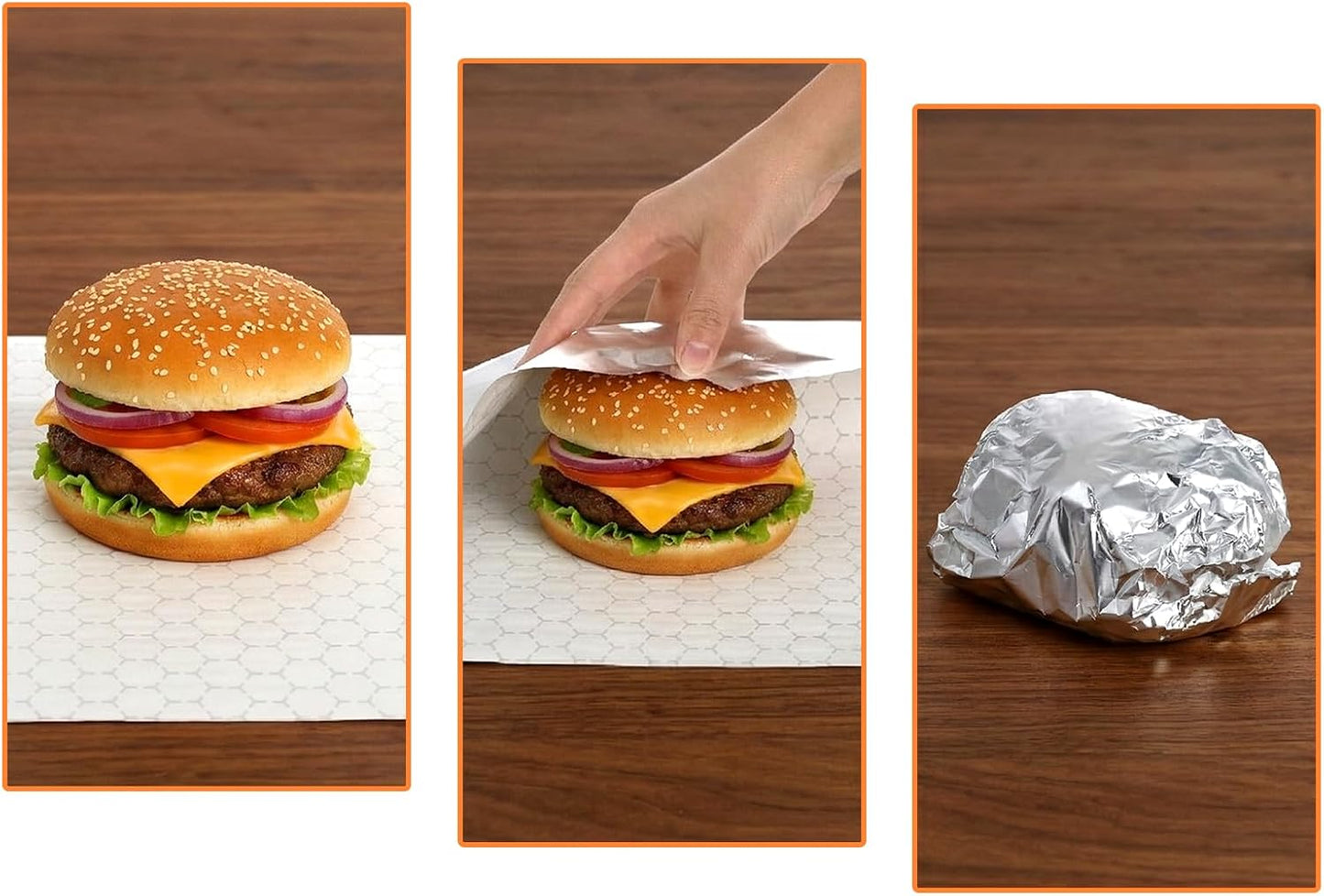 200 Pack Insulated Foil Sandwich Wrap Sheets, 12"x12" Pre-Cut Burger Wrapping Paper, Heat and Cold Insulation Aluminum Wrappers for Hot Dogs, Burritos, BBQ, Lock in Freshness
