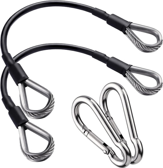 2PCS Gym Cable Extension,Replacement Machine Accessories,Cable Pulley Attachments for -Thick 5mm(0.2inch) Heavy Duty Steel Wire Rope Home Cable, Leg Extensions  10 inch (2PCS)