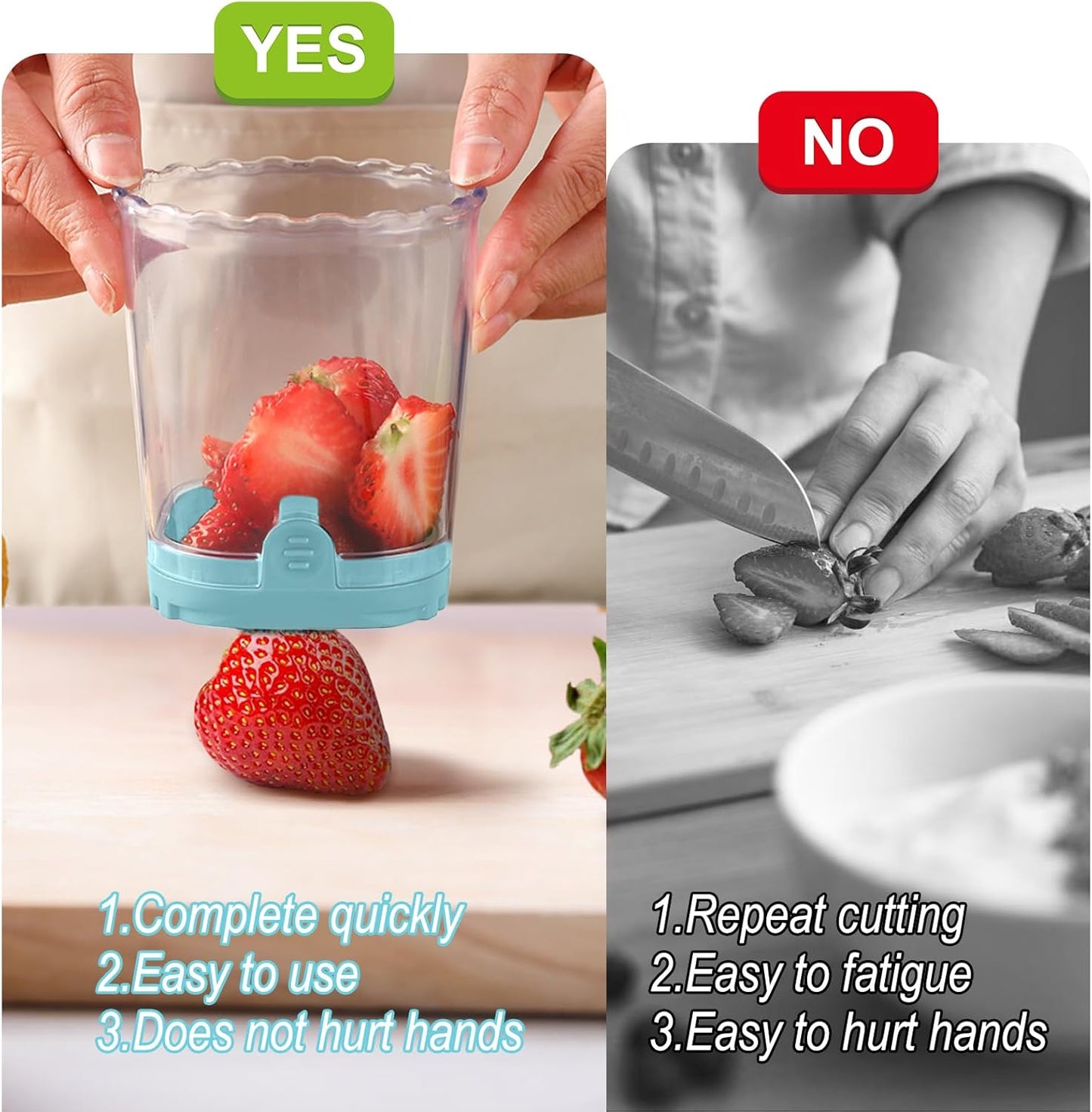Strawberry Slicer：Fruit Slicer Cup Veggie Salad Speed Cutter for Strawberries Egg Banana Mushroom Cucumber Kiwi the Kitchen Portable Slicing Tool (Blue) Blue