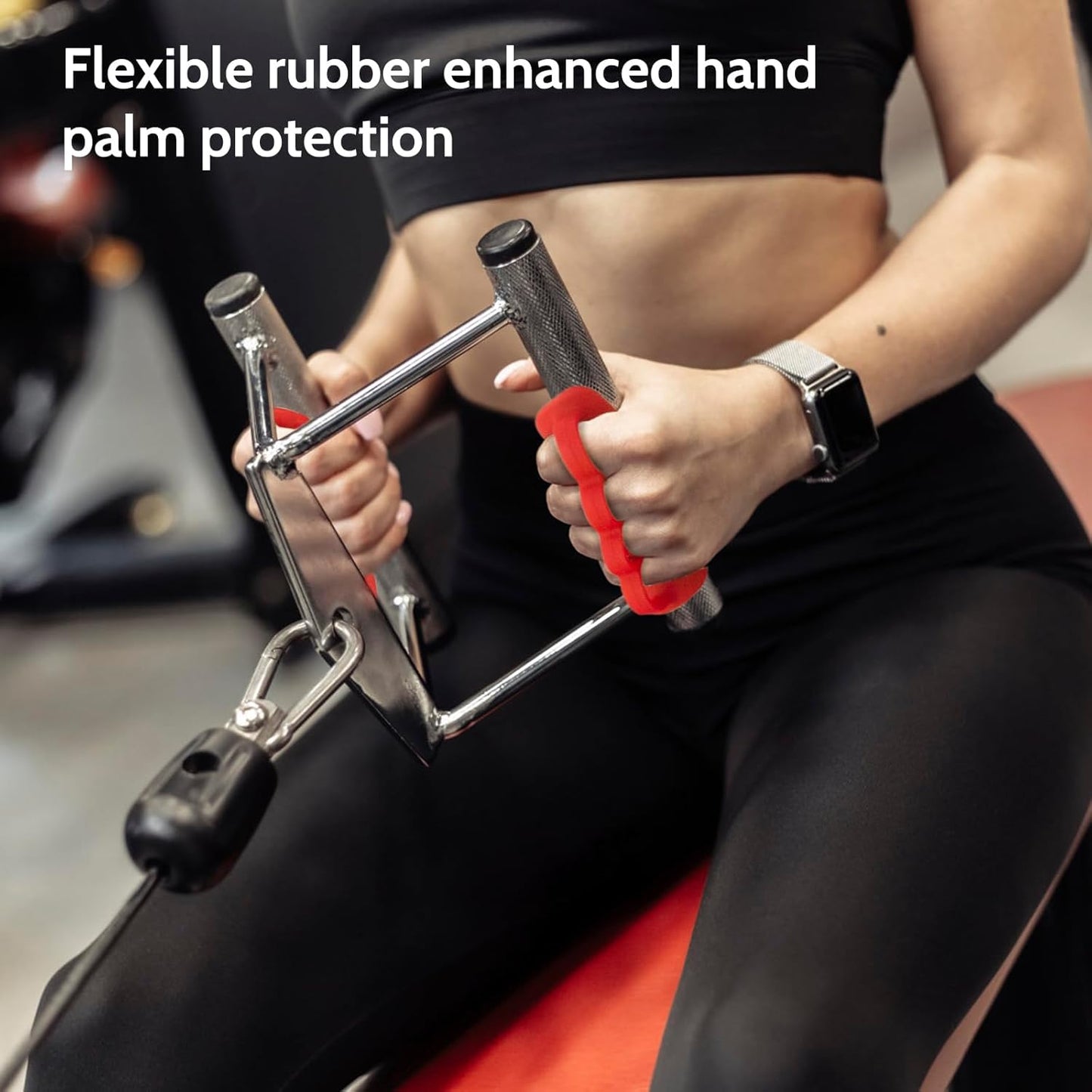 Anti-Slip Workout Grips: New Rubber Gym Grips Deadlifts Palm Protection Gloves for Weight Lifting, Dumbbell, Deadlift, Bar Pad Pull Up Grippers, Training and Exercise Men Women Red Pair