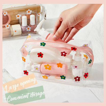 2 Pack Cute Flower Makeup Bags Daisy Zipper Pouches Floral Pencil Pouch Portable Toiletry for Women Travel Vacation Bathroom School Organizing(Daisy)