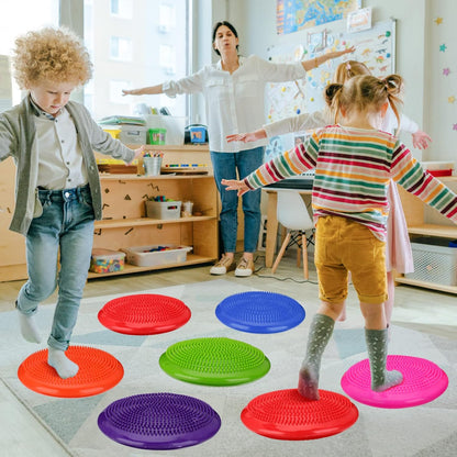 6 Pcs Wiggle Seat Inflated Wobble Cushion for Sensory Kid 13 Inch Balance Disc Kids Flexible Seating Exercise Pad Chair Classroom Office School Curated Color