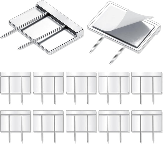 10 Pcs Silver Cubicle Pins Partition Long Push Fabric Clips Name Plate Holders for Office Furniture Corkboard Mounting