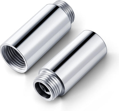 2 Pcs Shower Head Extension Arm Stainless Steel Pipe 1/2pt Male to Female Thread Cast Fitting Coupler Adapter(2 Inch) Inch