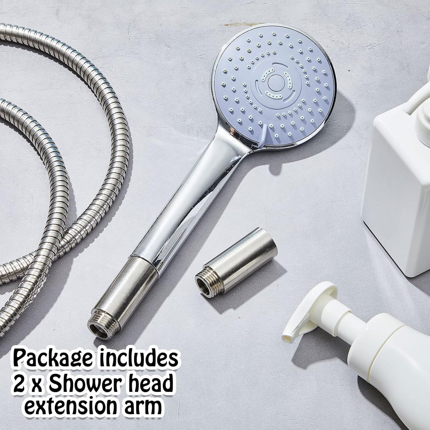 2 Pcs Shower Head Extension Arm Stainless Steel Pipe 1/2pt Male to Female Thread Cast Fitting Coupler Adapter(2 Inch) Inch