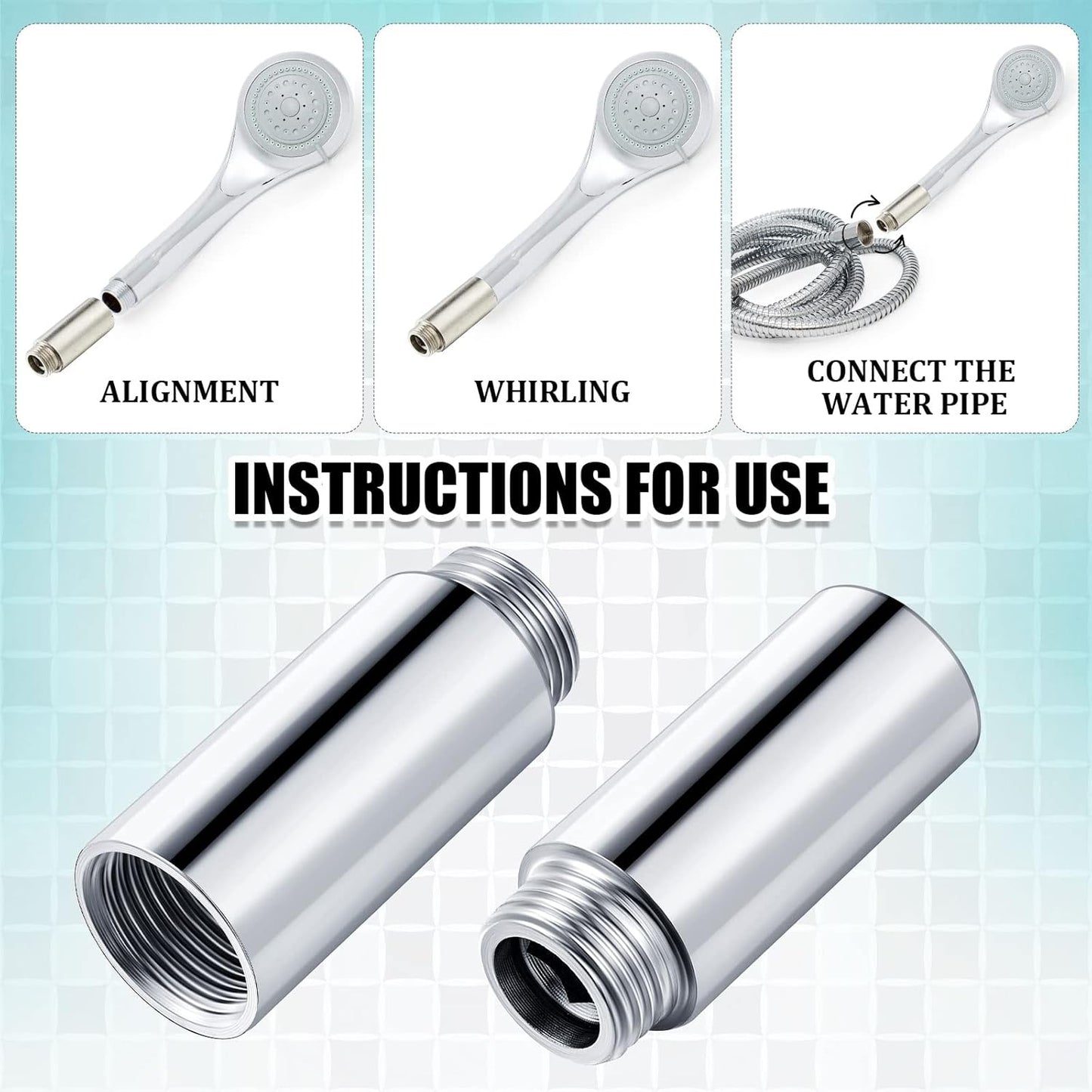2 Pcs Shower Head Extension Arm Stainless Steel Pipe 1/2pt Male to Female Thread Cast Fitting Coupler Adapter(2 Inch) Inch
