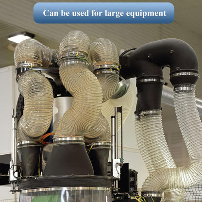 6 Inch, 10 ft Heavy PVC Dust Collection Hose, Flexible Clear Fume Hose with Stainless Steel Wire Coil and Clamp, Puncture Resistant Vacuum Fittings Collector Accessories