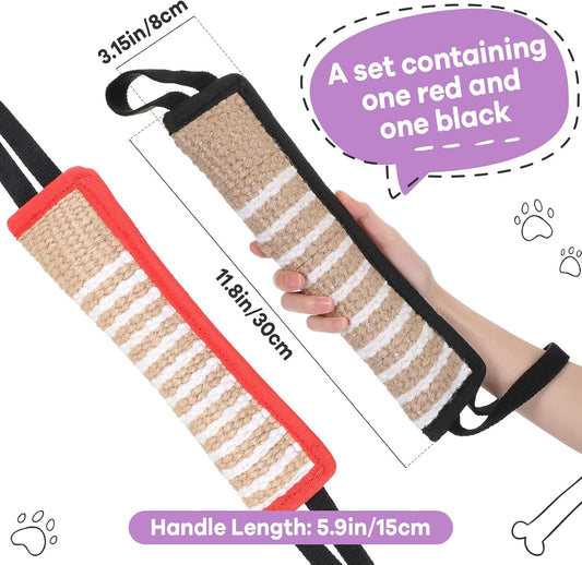 2 Pcs Dog Tug Toy,tug of War,Fight Pillow with Handles Tough Jute for Small Medium Large Dogs Puppy Training Bite Interactive Play