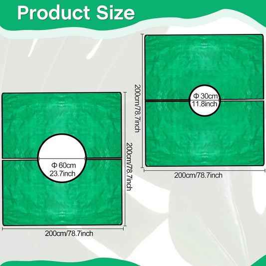 2 Set Landscape Pruning Tarp 78.7"x78.7" Waterproof Bush Trimming with Hole Shrub Catcher Four Corner Buckles for Leaf Collection Garden Tree Accessories