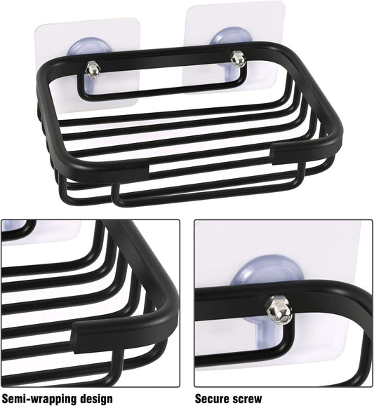 Soap Dish,Premium Dish for Shower, Space Aluminum Wall Mounted Bar Holder Bathroom Shower Kitchen Wall, Drilling Installation or Directly Paste Black 5׳.5ױinch