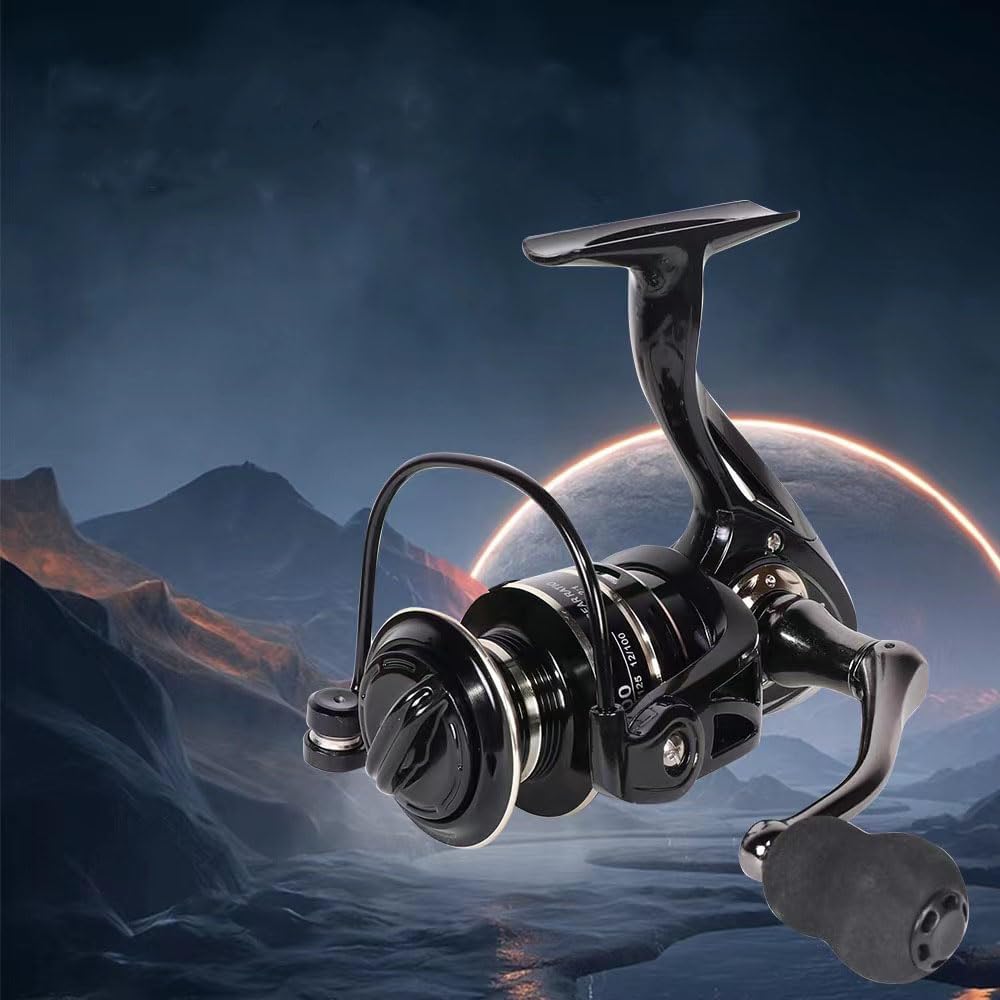 Spinning Reel, Fishing Reel,NX2000-NX7000 Series, Right/Left Handle, EVA Grip, Corrosion-Resistant, Aluminum Spool, Black