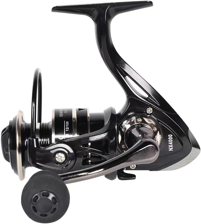 Spinning Reel, Fishing Reel,NX2000-NX7000 Series, Right/Left Handle, EVA Grip, Corrosion-Resistant, Aluminum Spool, Black